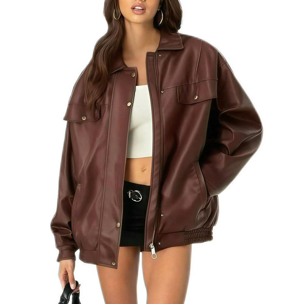 Veste bomber en similicuir style motard - coupe loose