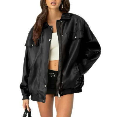 Veste bomber en similicuir style motard - coupe loose