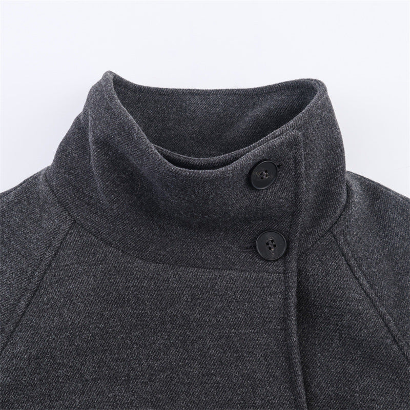 Manteau Ceinturé Col Montant Femme - Laine Premium