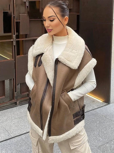 HARPER | Gilet manteau aviateur sans manches doublé polaire