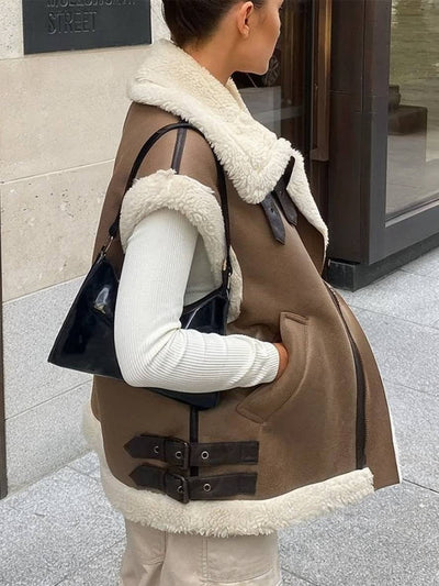 HARPER | Gilet manteau aviateur sans manches doublé polaire