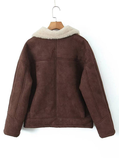 Manteau en suédine femme col revers