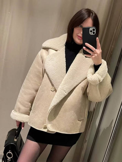 Manteau femme en suédine oversized