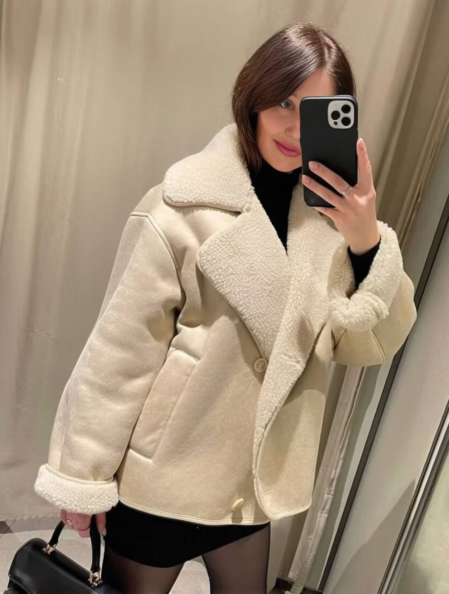 Manteau femme en suédine oversized