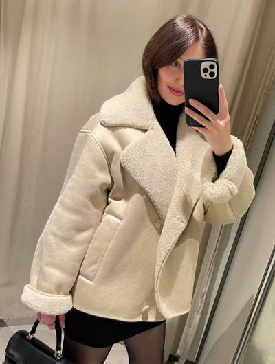 Manteau femme en suédine oversized