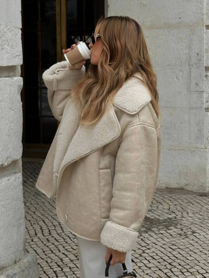 Manteau femme en suédine oversized