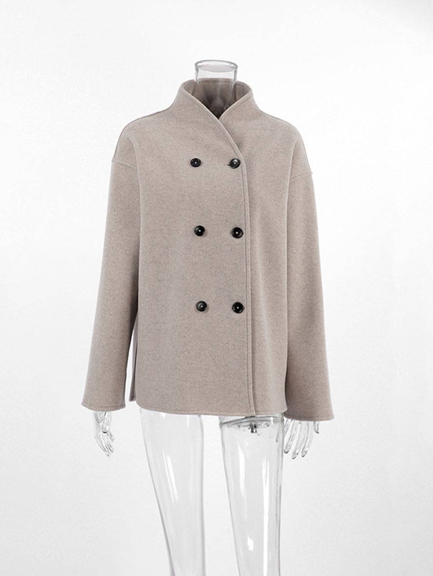 CLARA | Manteau court femme laine double boutonnage col montant