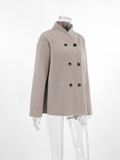 CLARA | Manteau court femme laine double boutonnage col montant