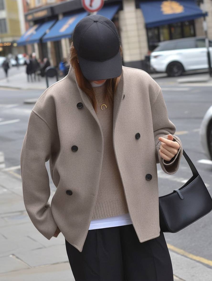 CLARA | Manteau court femme laine double boutonnage col montant