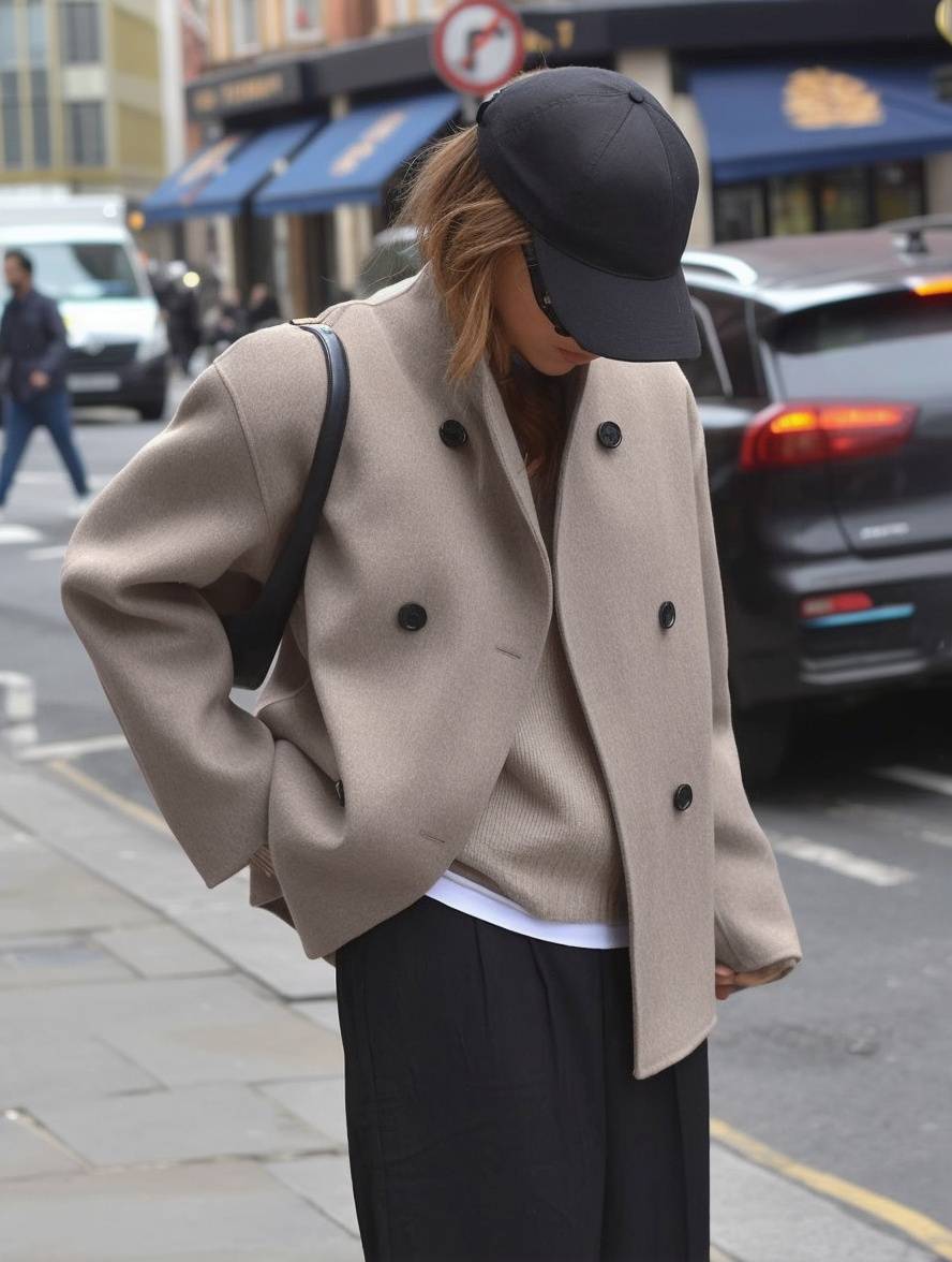 CLARA | Manteau court femme laine double boutonnage col montant