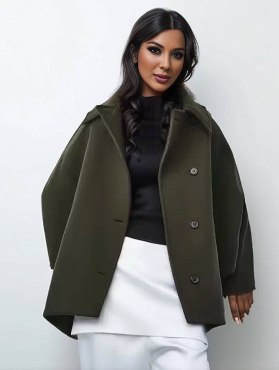 Manteau en laine femme col revers oversized