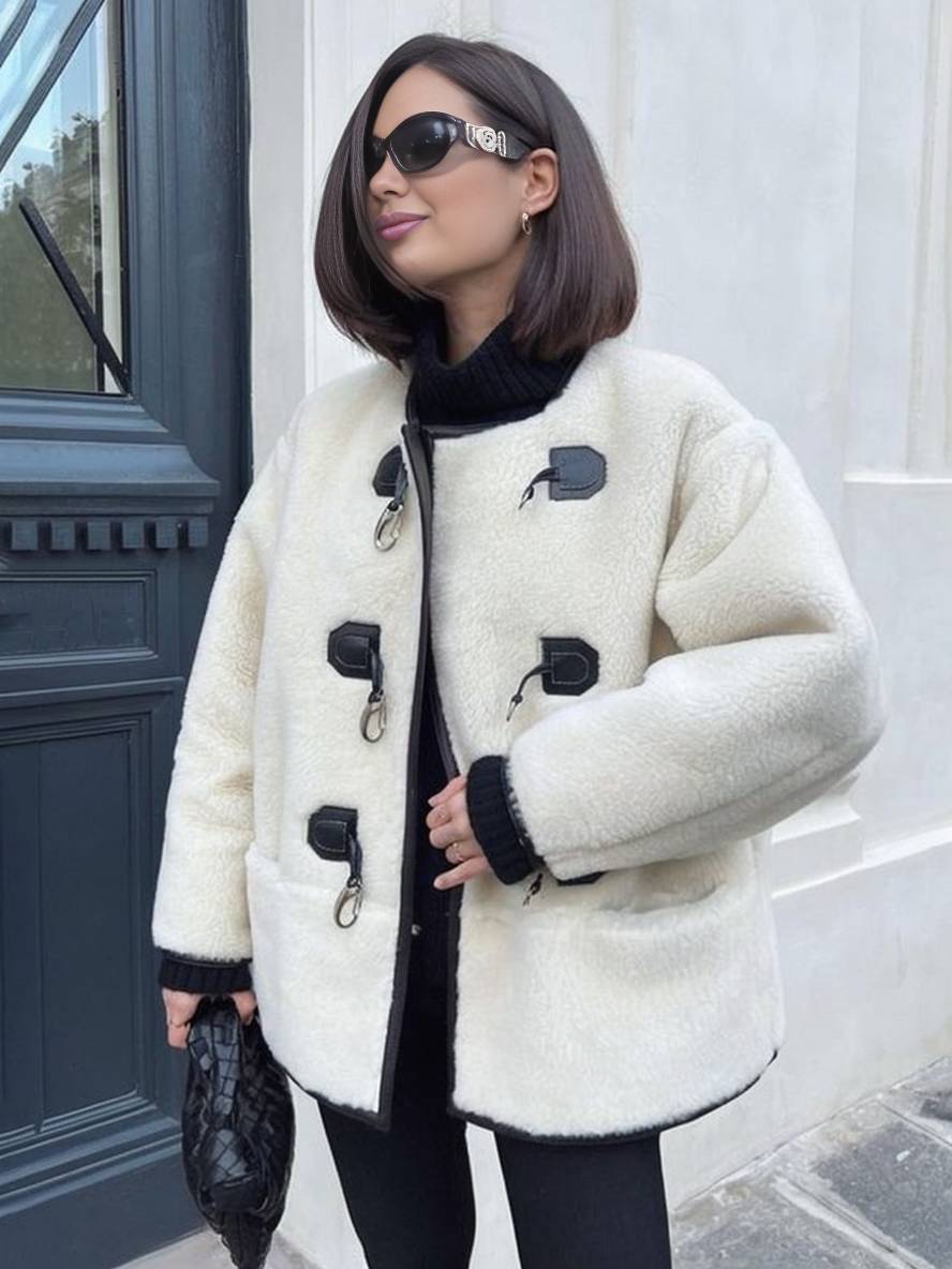 CAMILLE | Manteau femme en cachemire col rond avec poches