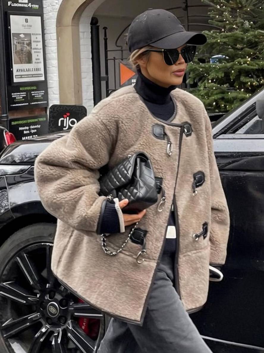 CAMILLE | Manteau femme en cachemire col rond avec poches