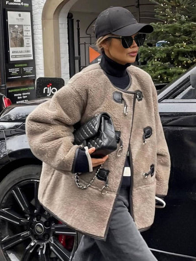 CAMILLE | Manteau femme en cachemire col rond avec poches