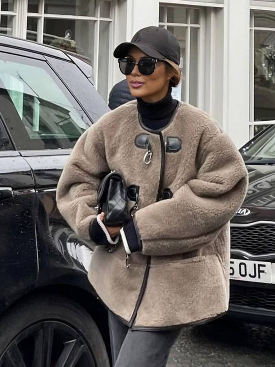 CAMILLE | Manteau femme en cachemire col rond avec poches