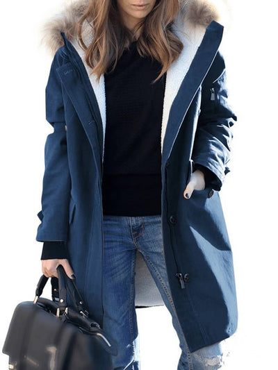 HARLOW | Parka mi-longue femme capuche & fausse fourrure oversize