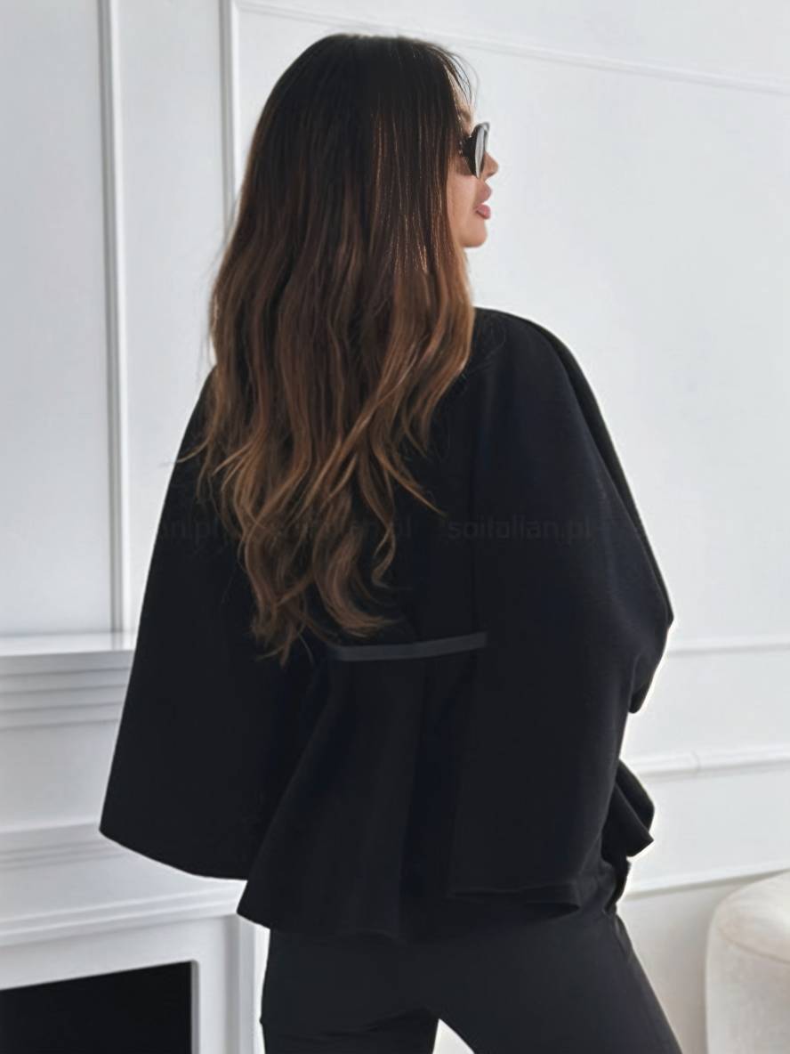 Boléro cape ceinturé femme oversized - col montant