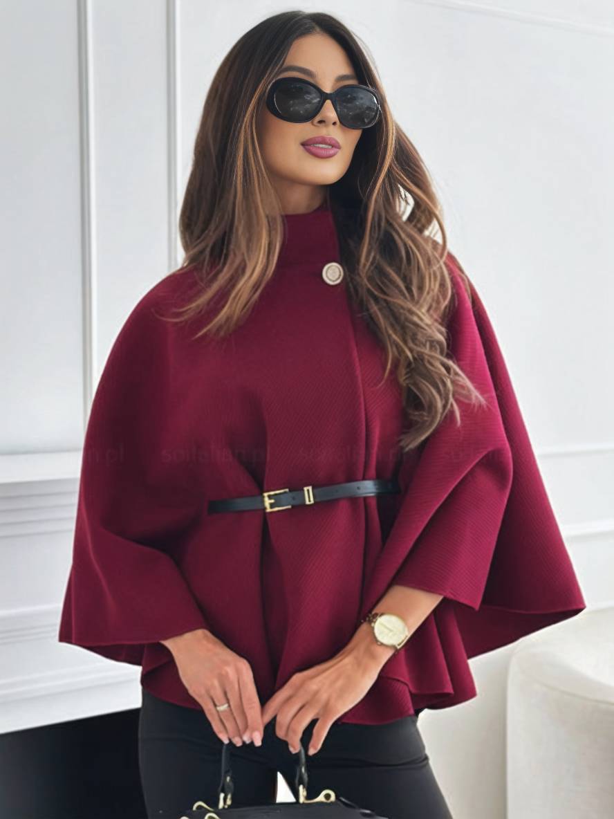 Boléro cape ceinturé femme oversized - col montant