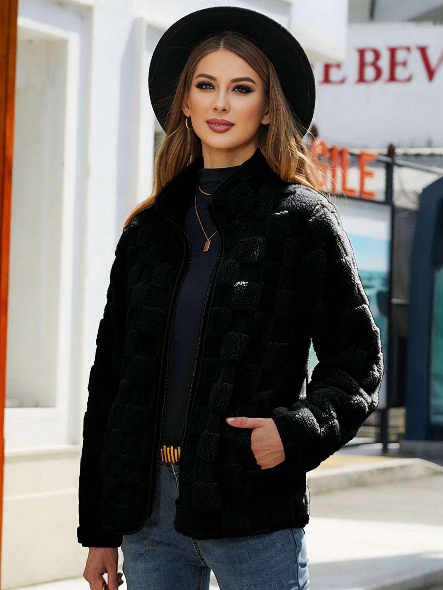 Manteau polaire femme col montant hiver