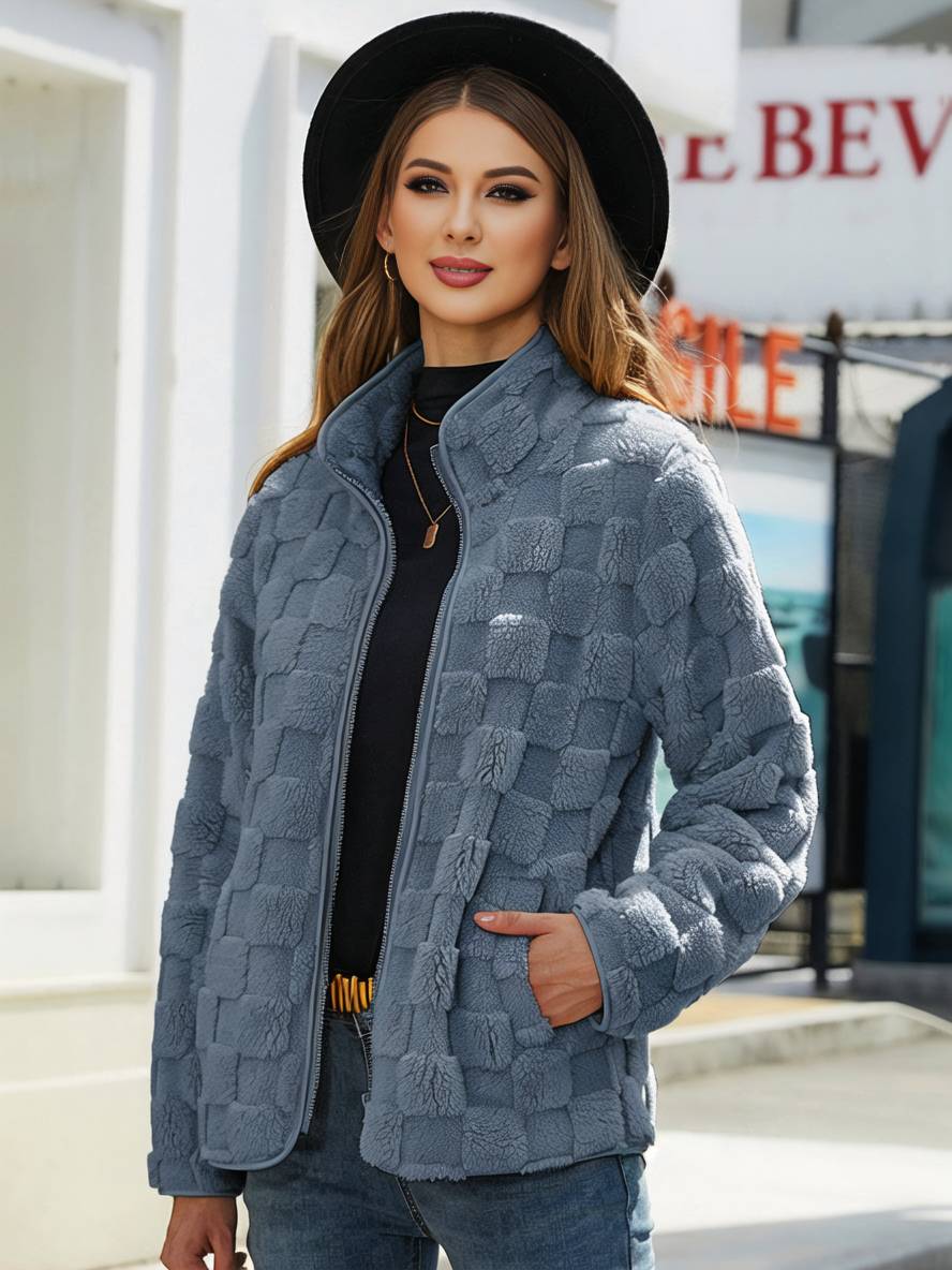 Manteau polaire femme col montant hiver