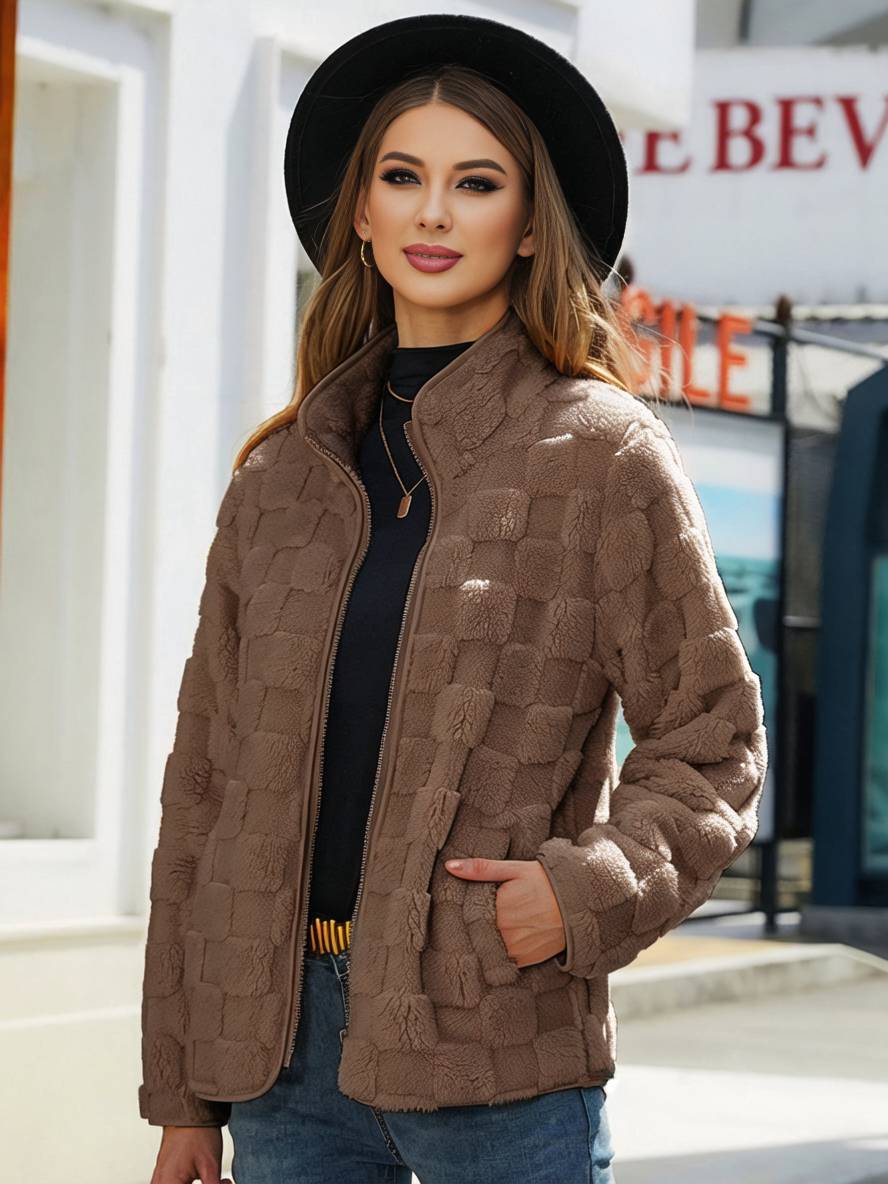 Manteau polaire femme col montant hiver