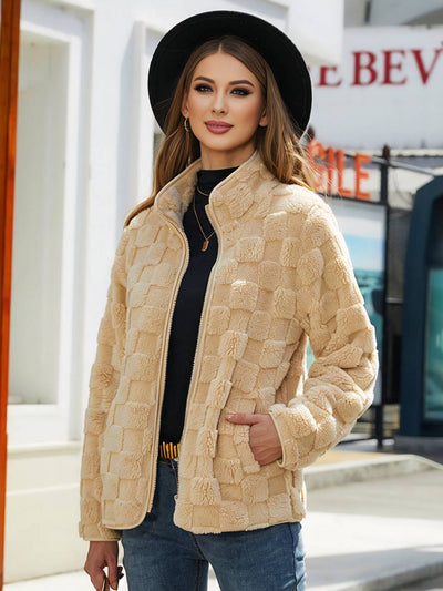 Manteau polaire femme col montant hiver