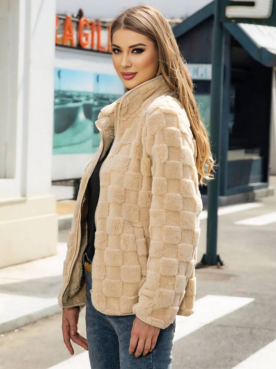 Manteau polaire femme col montant hiver