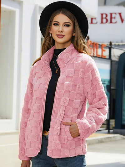 Manteau polaire femme col montant hiver