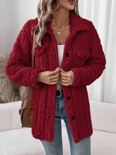 Manteau polaire boutonnage poches col revers