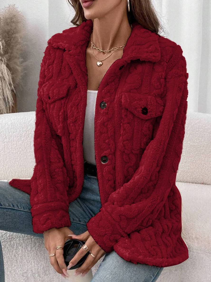 Manteau polaire boutonnage poches col revers