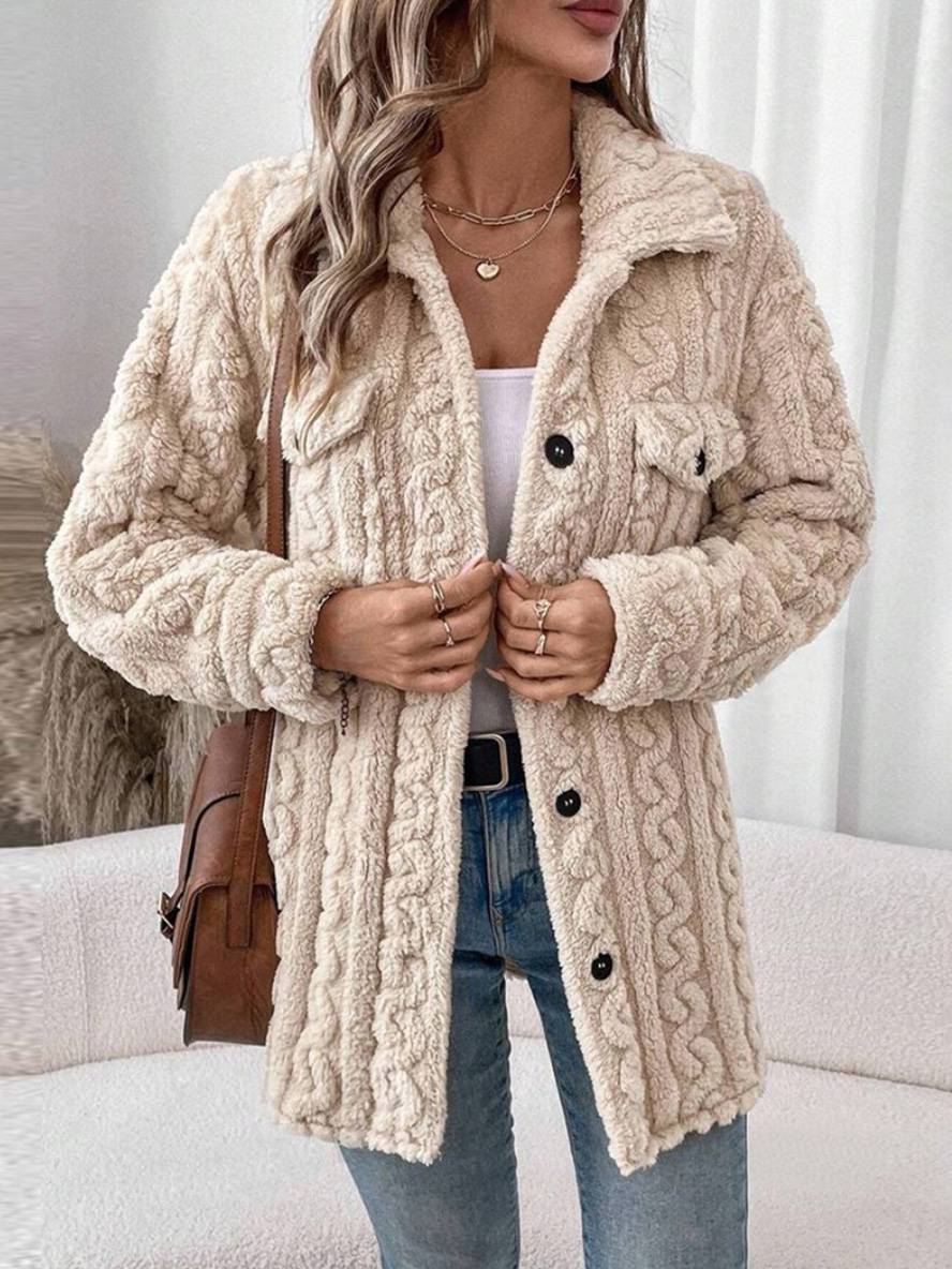 Manteau polaire boutonnage poches col revers