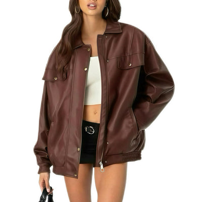Veste bomber en similicuir style motard - coupe loose