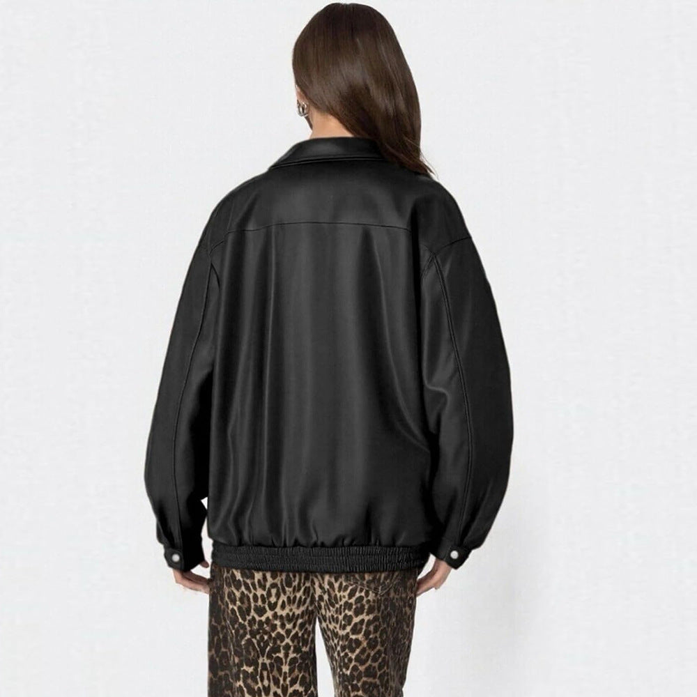 Veste bomber en similicuir style motard - coupe loose